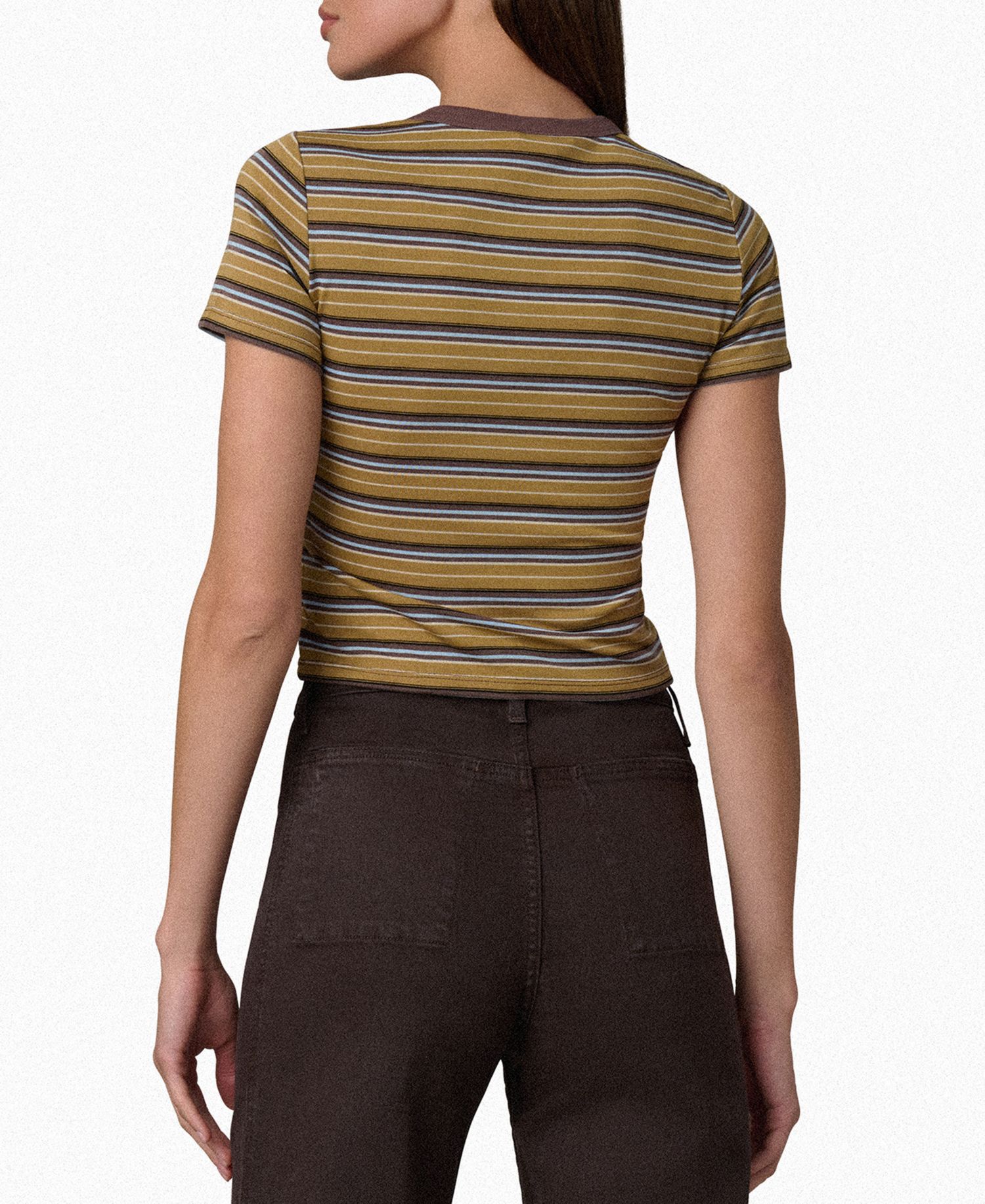 Women's Striped Crop Short-Sleeve Baby T-Shirt