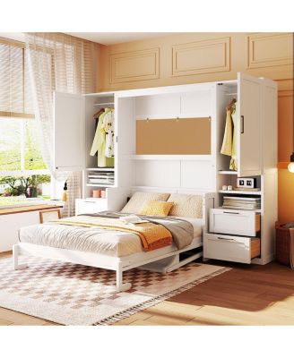  Full Size Murphy Bed with Closet, Drawers and Shelves