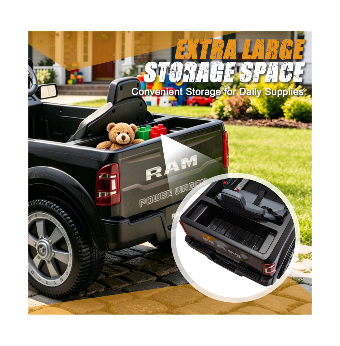 Детская игрушка YOBTOP 2500 Electric Pickup Truck with Parent Remote Control, 77.2 lb. Capacity, 3–5 лет, цвет: Чёрный — фото 4