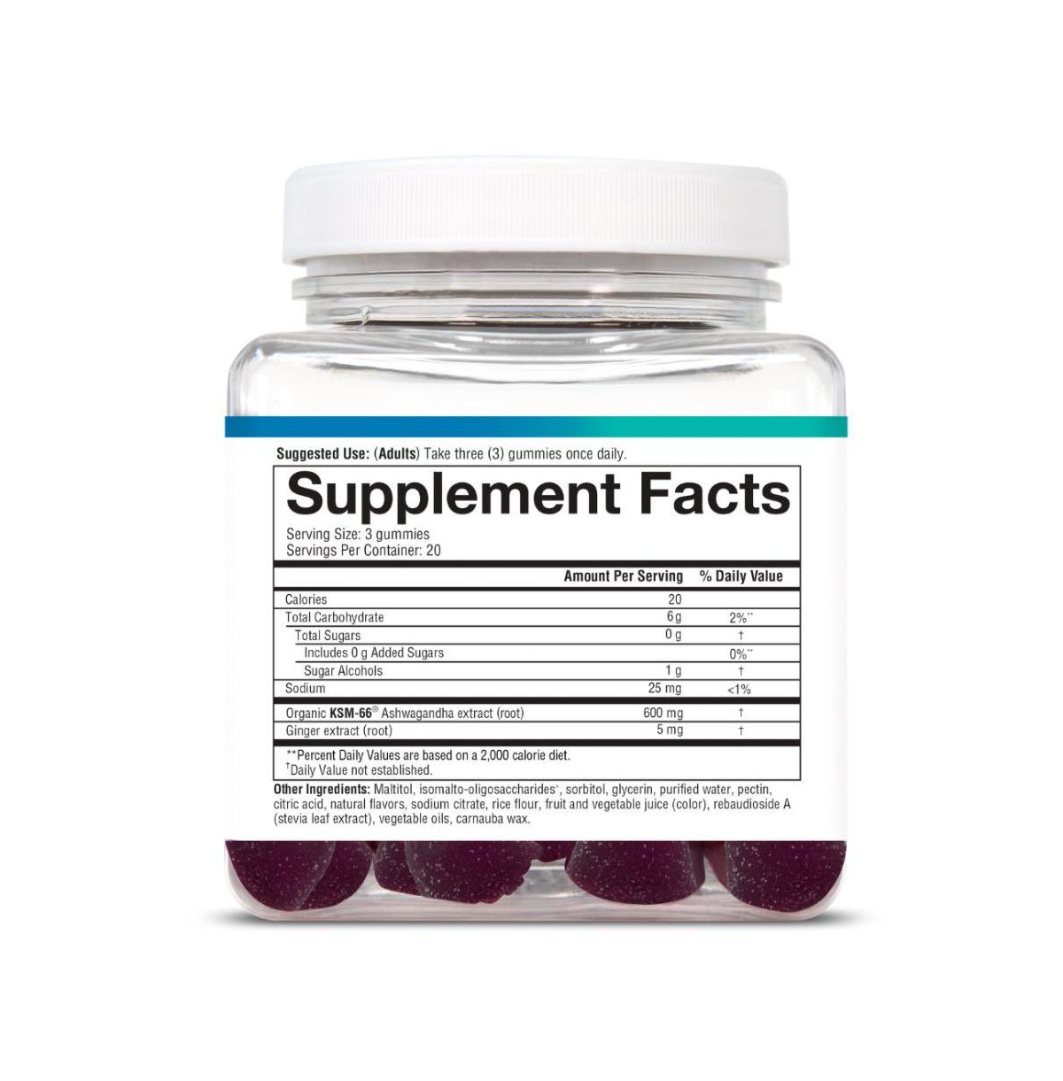 Youtheory Ashwagandha Gummies Ksm 66 Stress Relief and Energy Support Helps Support Mood Sugar Free Blueberry 60 Gummies