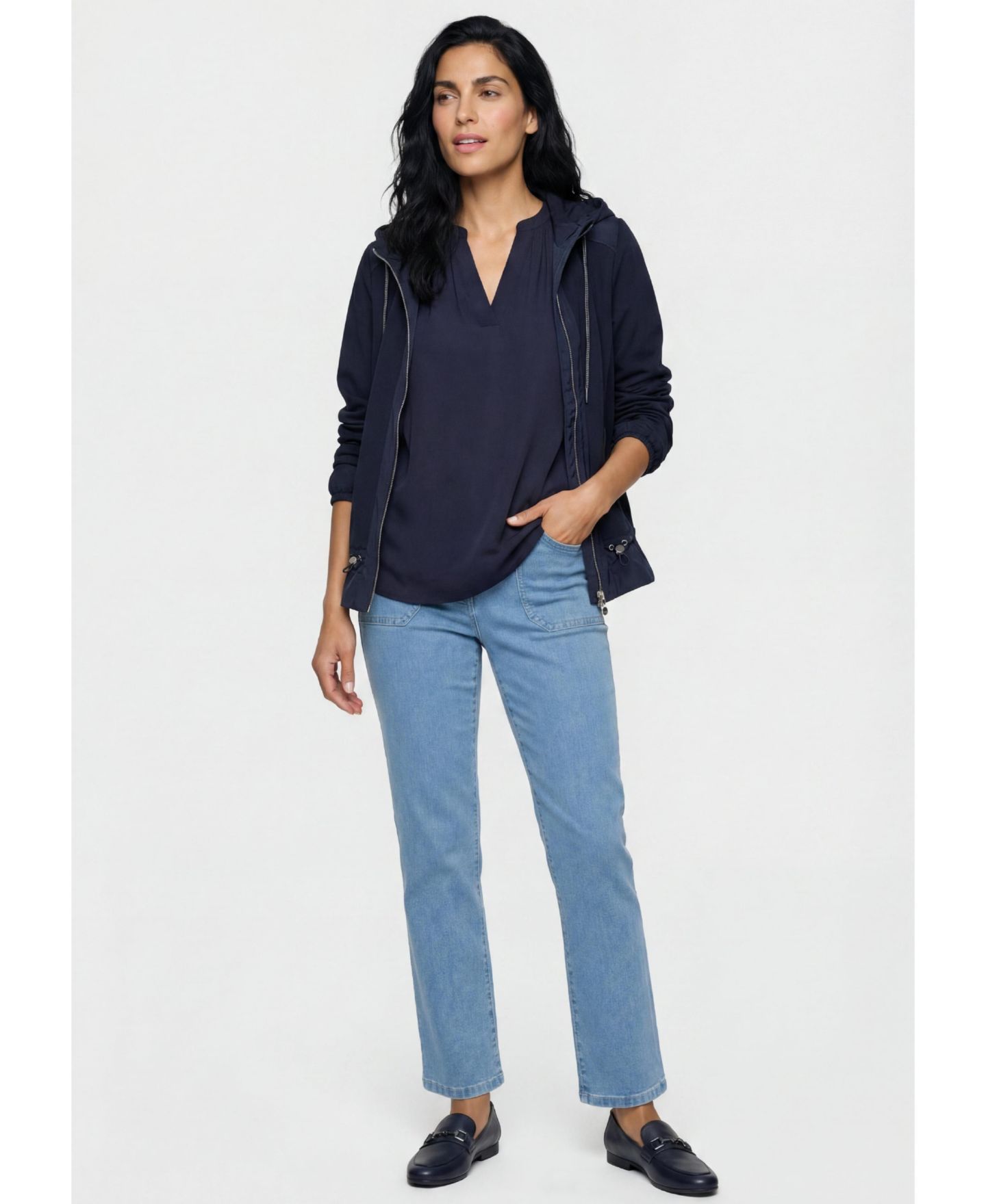 Женская блузка Olsen Long-Sleeve Tunic-Neckline, цвет: Тёмный тёмно-синий — фото 4