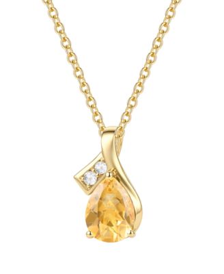 Blue Topaz (1-1/3 ct. t.w.) & Diamond Accent (0.04 ct. t.w.) Pendant Necklace in 14k White Gold (Also available in Amethyst, Citrine, Peridot, Garnet, Sapphire, Emerald, and Ruby)