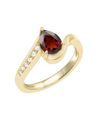 Garnet (1-1/5 ct. t.w.) & Diamond (1/10 ct. t.w.) Ring in 14k Yellow Gold (also in Peridot, Citrine, Amethyst, and 14k White Gold Blue Topaz) 