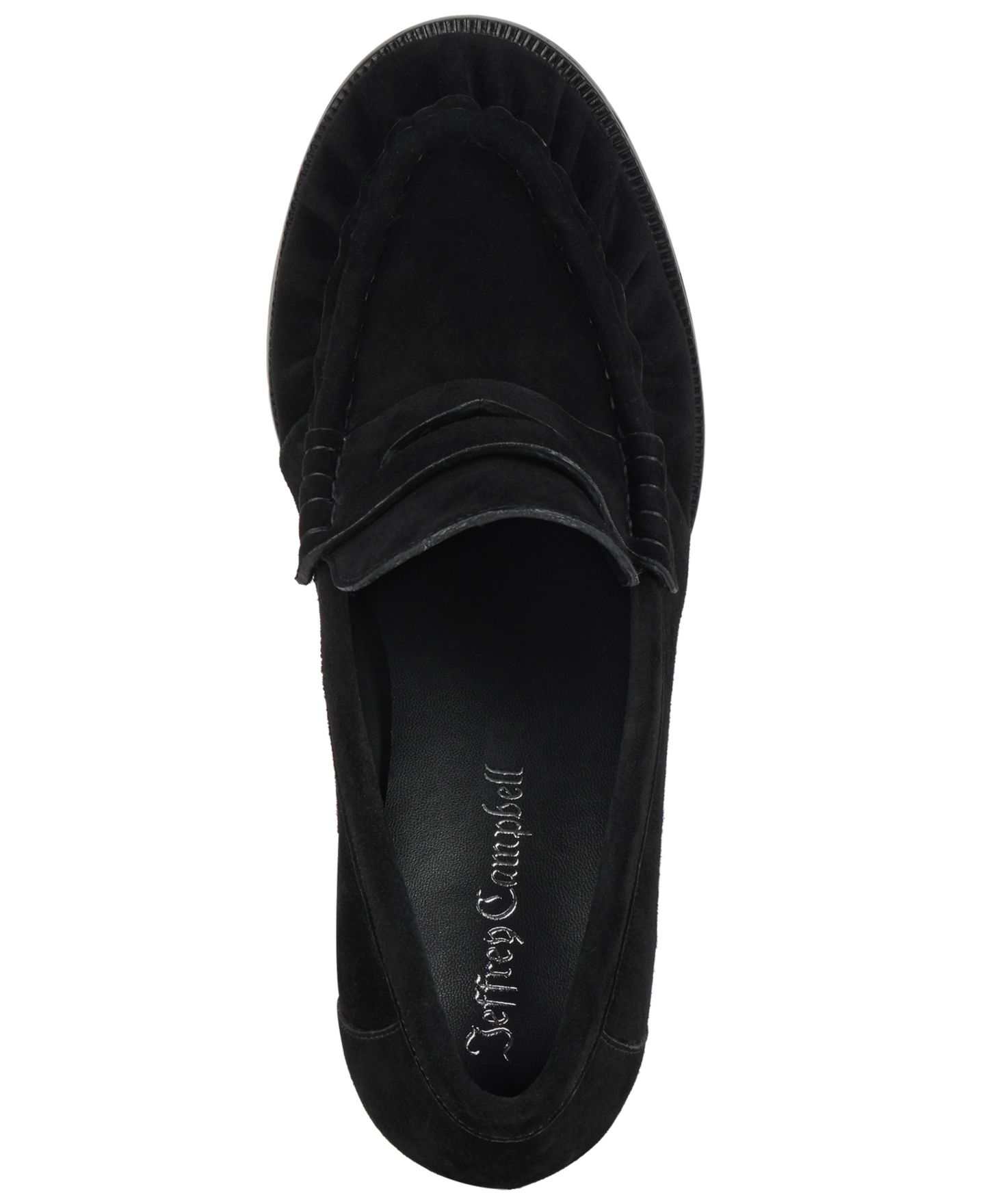 Женские туфли-лодочки Jeffrey Campbell Smithson в стиле лоферов на каблуке, цвет: Чёрный замшевый — фото 4