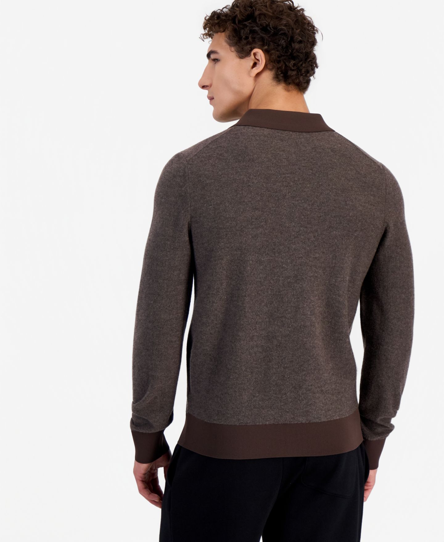 Мужской свитер Hugo Boss Quarter-Zip Long-Sleeve Wool, цвет: Brnoverflw — фото 4