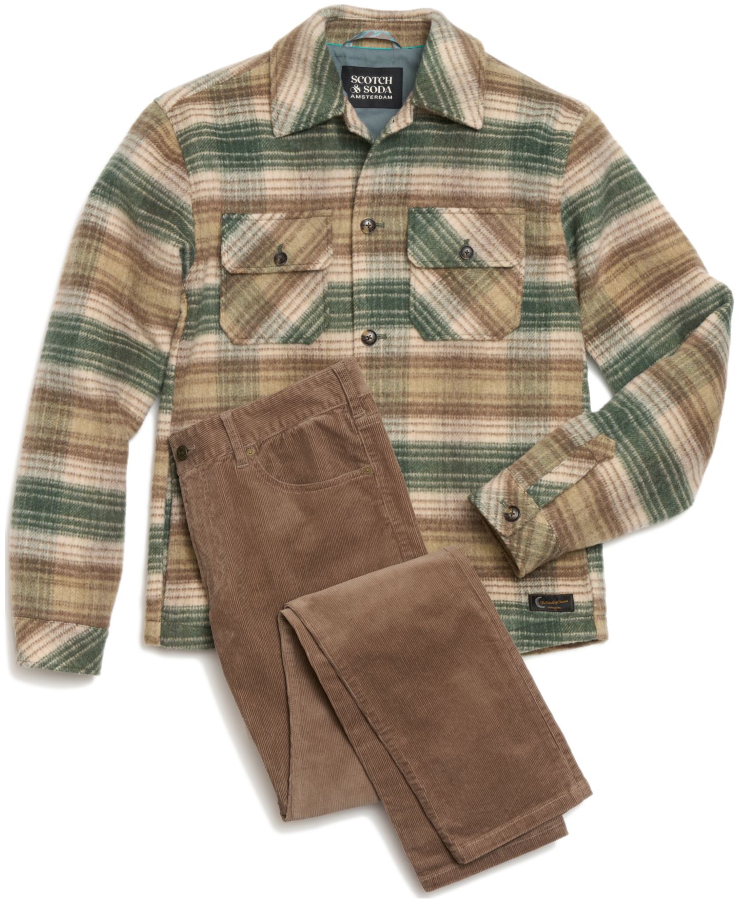Мужские куртки SCOTCH & SODA Wool-Blend Checker Shacket, цвет: Тёмно-зелёный клетчатый — фото 8