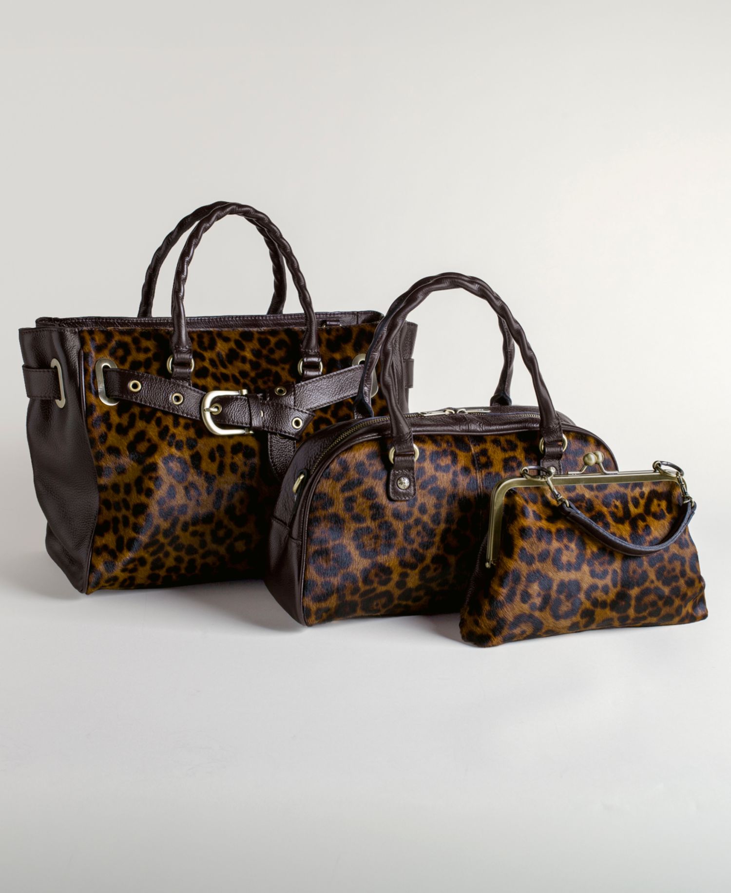 Kari Leather Leopard Extra-Large Satchel Handbag