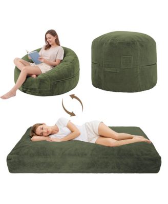 4 in 1 Bean Bag Chair for Adult, Large Beanbag with Memory Foam and Removable Cover, Oversized Ultra Soft Velvet Lazy Sofa Couch Bed