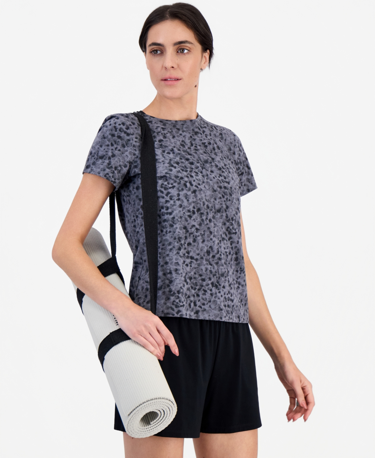 Id Ideology Women's Animal-print Crewneck T-shirt, Macy's Exclusive In Soft Paw Shark