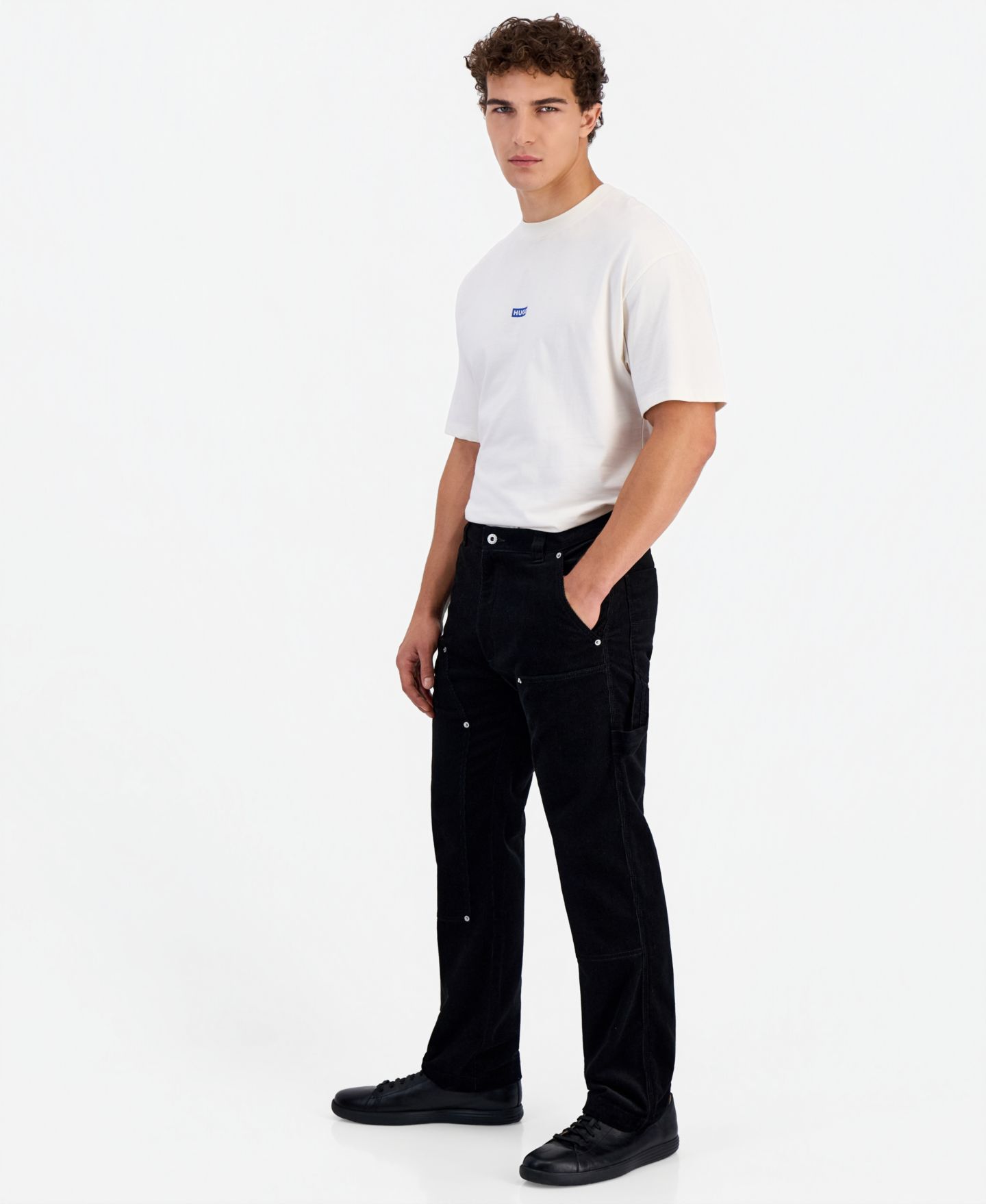 Мужские брюки Hugo Boss Corduroy Carpenter Straight-Leg, цвет: Чёрный — фото 2