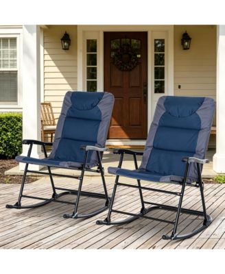 2 Piece Outdoor Patio Furniture Set Folding Padded Rocking Chairs Bistro Style for Porch Camping Balcony