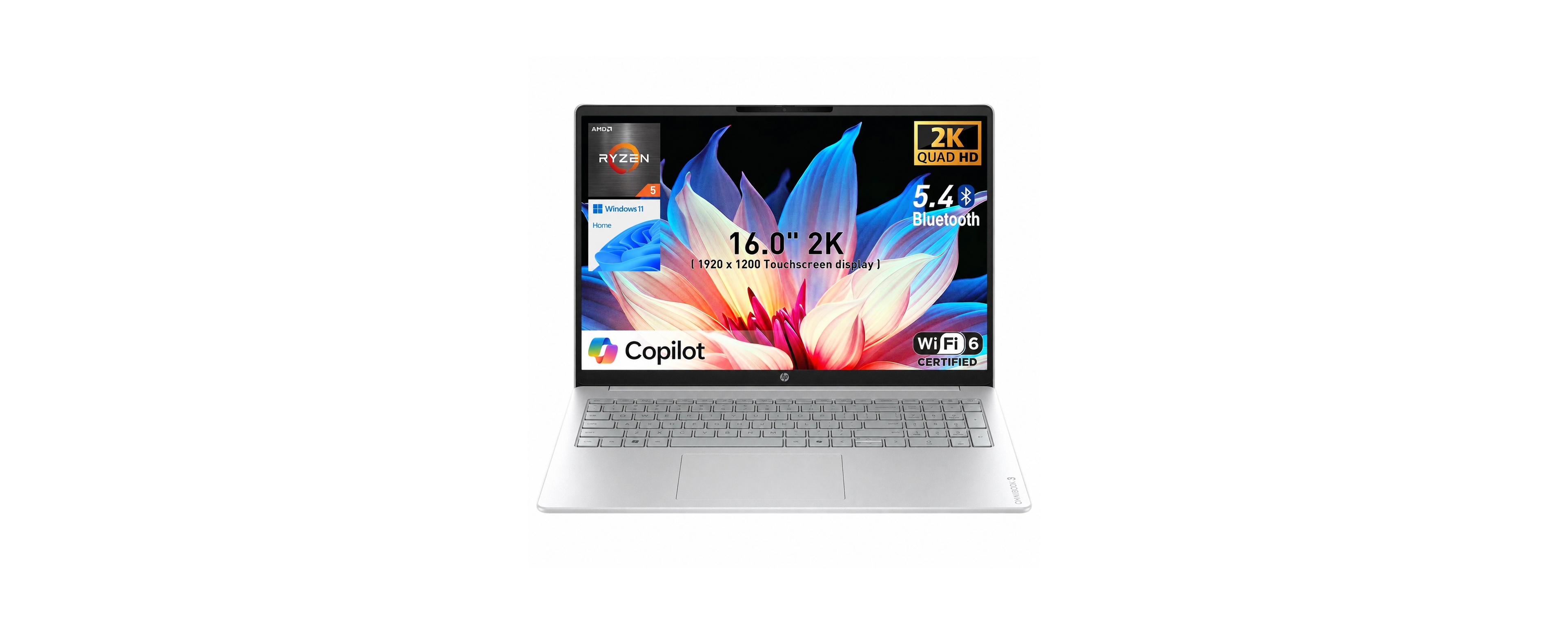 Hp OmniBook 3 16 in 2K Ips Touchscreen Laptop, Amd Ryzen 5 40, Amd Radeon Graphics, 8GB Ram, 512GB Ssd, Wi-Fi 6, Windows 11 Home