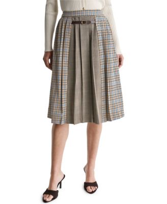 Women's Pleated A-Line Long Midi Skirt
