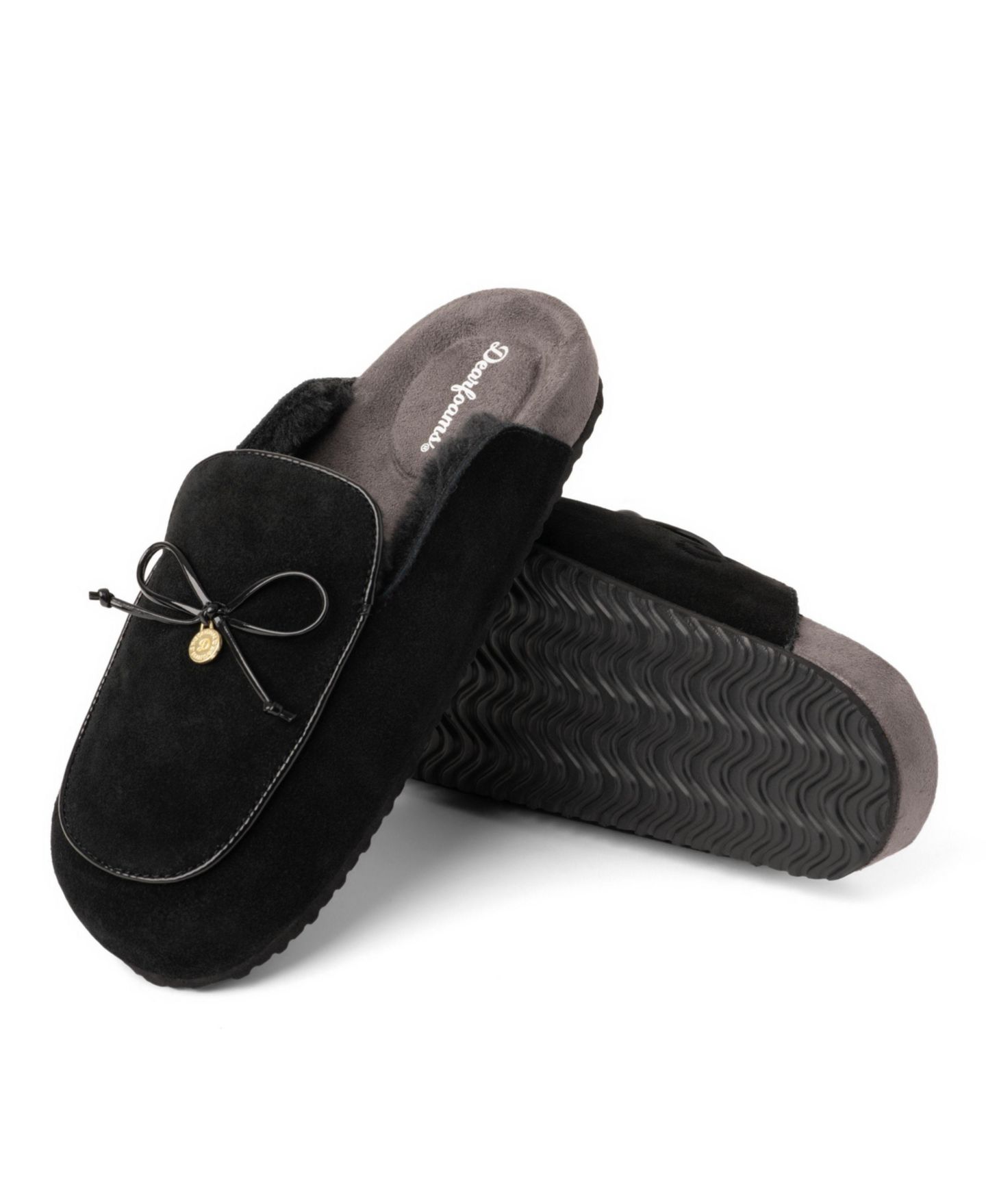 Женские тапочки Dearfoams Falan Genuine Suede Scuff Slippers, цвет: Чёрный — фото 7