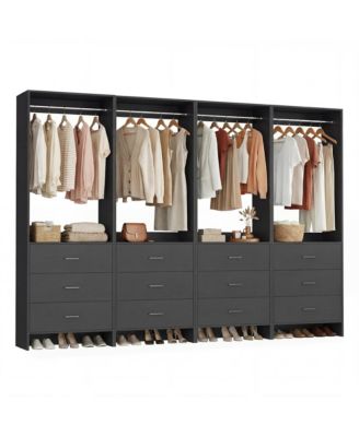 24" 4PC Freestanding Closet Organizer System with Hanging Rods and Drawers
