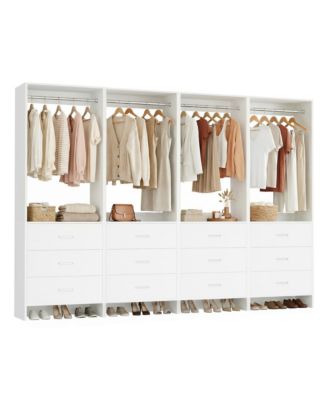 24" 4PC Freestanding Closet Organizer System with Hanging Rods and Drawers