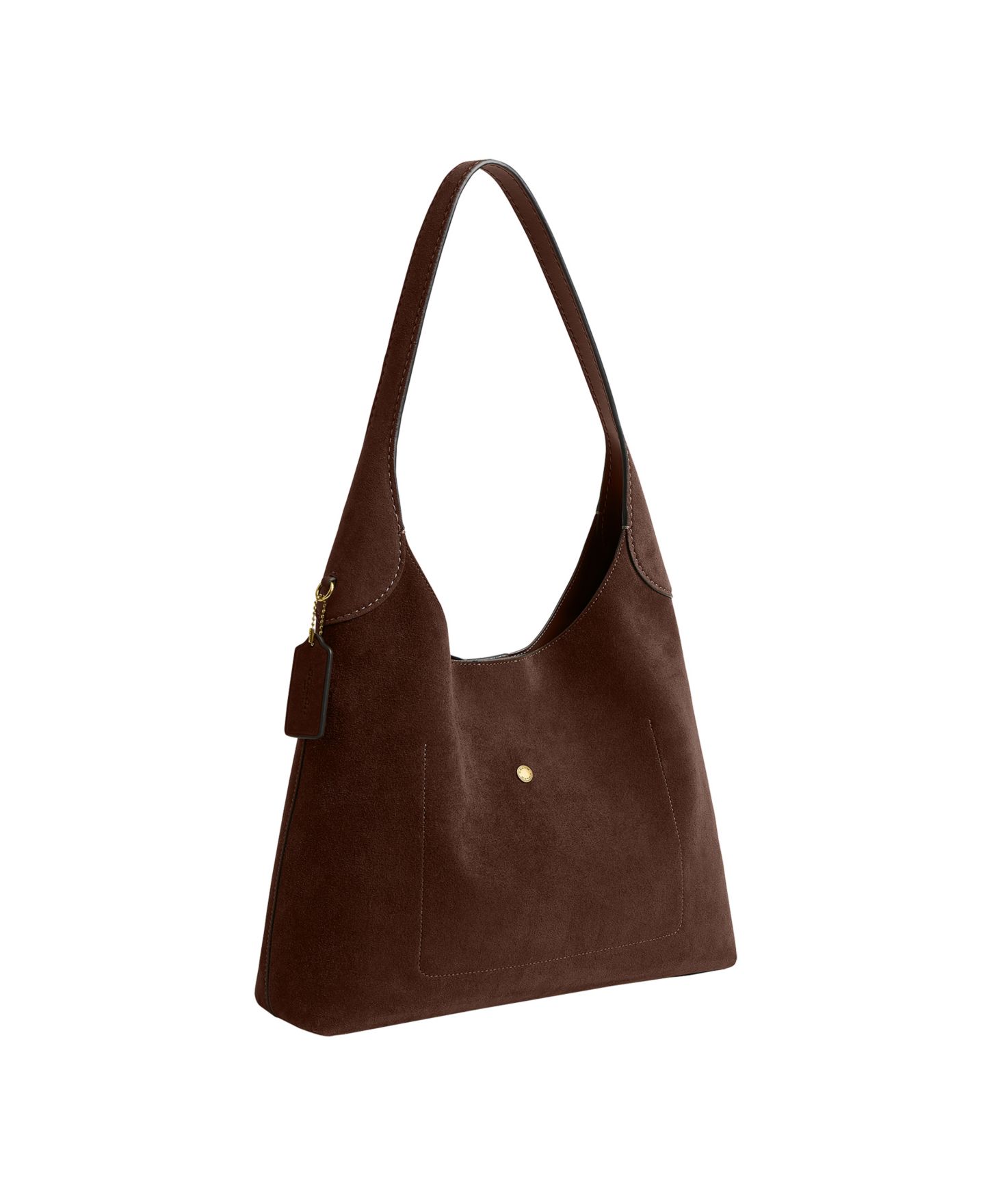 Женская сумка COACH Brooklyn Large Suede Shoulder 34, цвет: Латунный / Шоколадный — фото 2