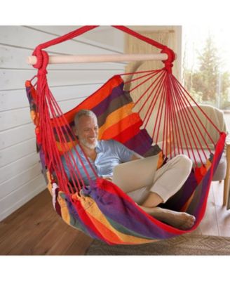 Hammock Hanging Chair Canvas Porch Patio Swing Seat Portable Camping Rope Seat
