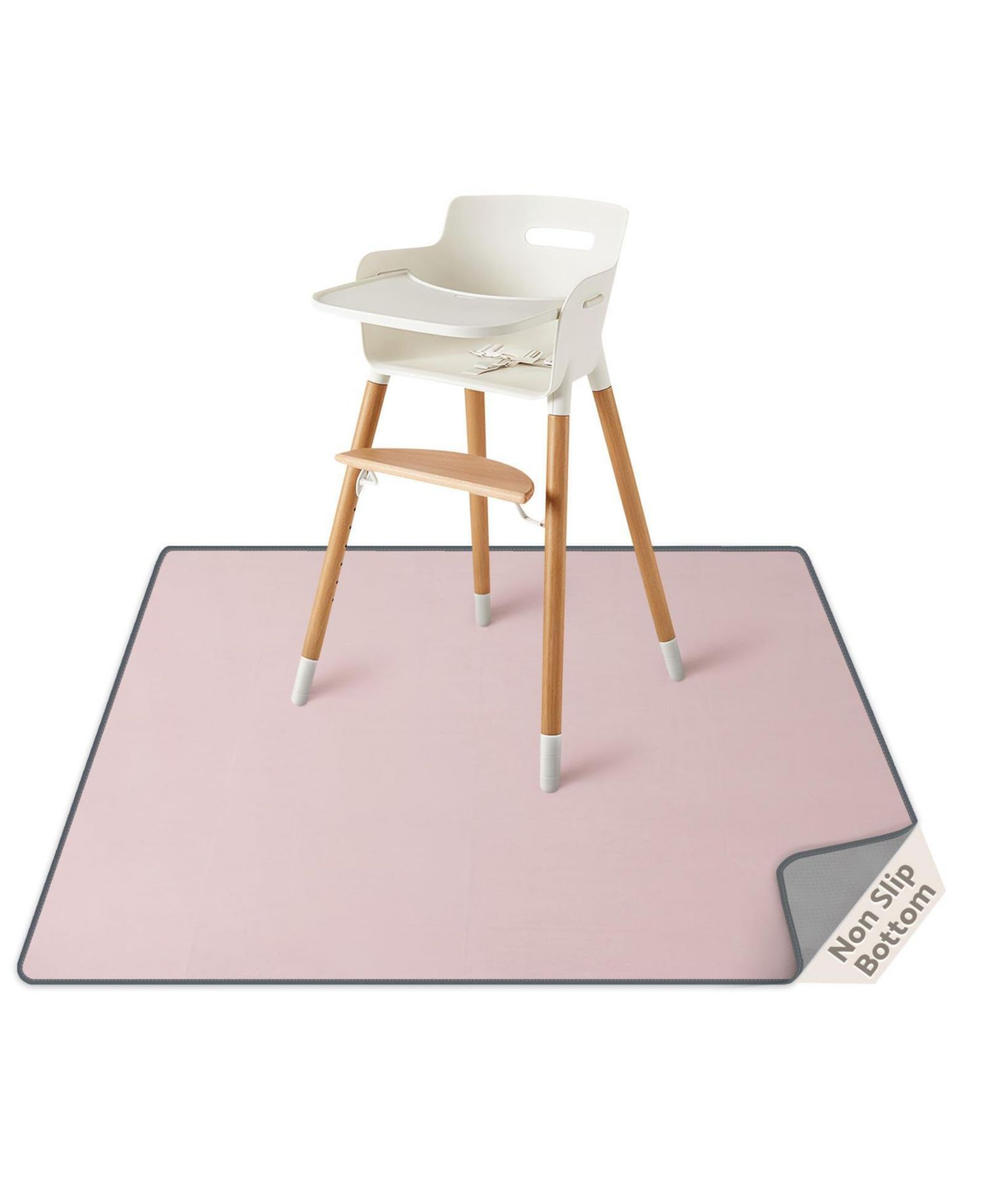 Wipeable Waterproof Anti Slip Floor Protector Mat For Highchair And Mess Cleanup