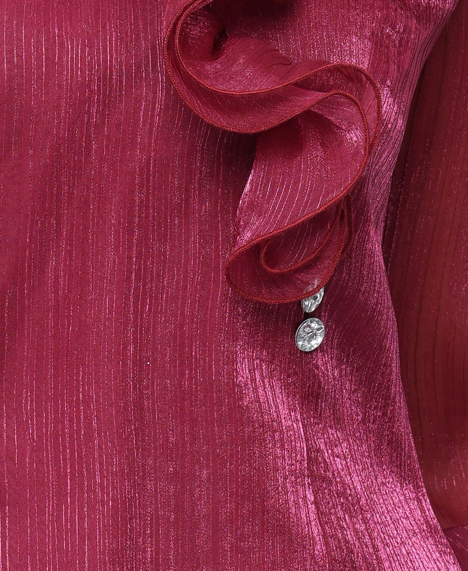 Petite Yoryu 3/4-Sleeve Ruffle Neck Chiffon Top