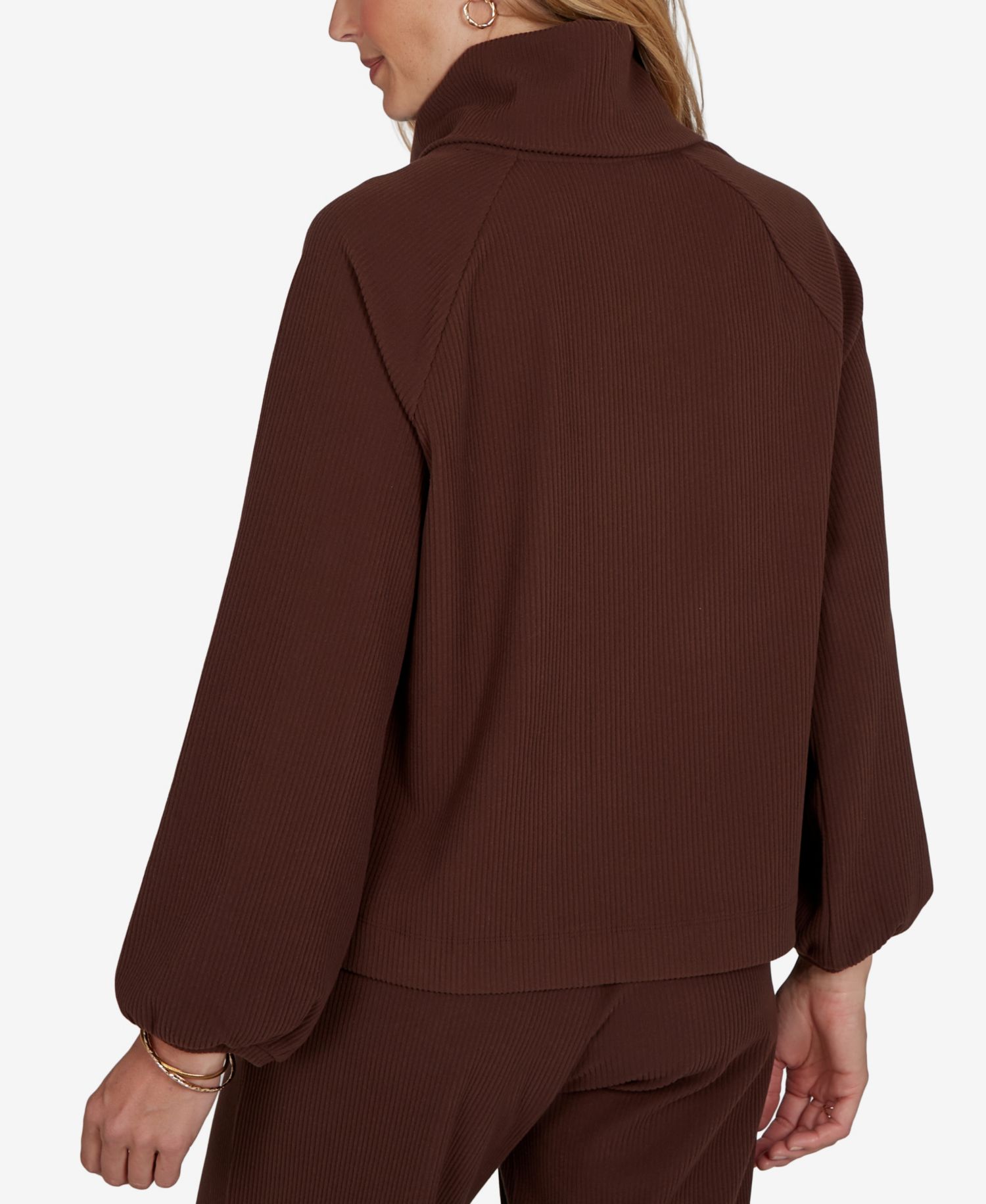 Petite Cowl Neck Ribbed Top