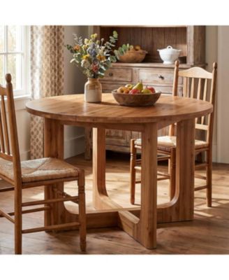 39.4" Round Solid Wood Dining Table for Dining Room, Dinner Tables for 2-4, X-cross legs for stable support