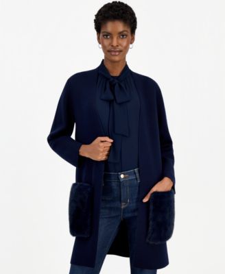 Women's Willow Faux Fur Trim Long Cardigan