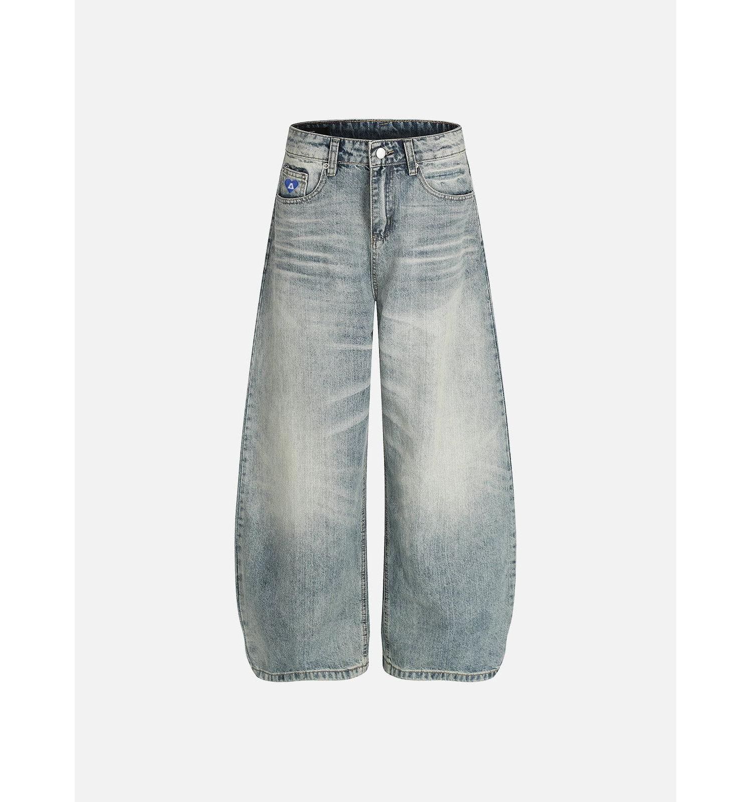 Women's Baggy Barrel High-Rise Wide-Leg Washed Jeans
