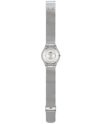 Swatch Women's Swiss Punto Rosso Stainless Steel Mesh Bracelet Watch 34mm SFM118M