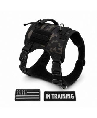 ProMounts - Adjustable Tactical Dog Harness for Medium & Large Dogs, Heavy-Duty No-Pull Vest with Metal Buckle and Control Handle | Black Camouflage Black Camouflage
