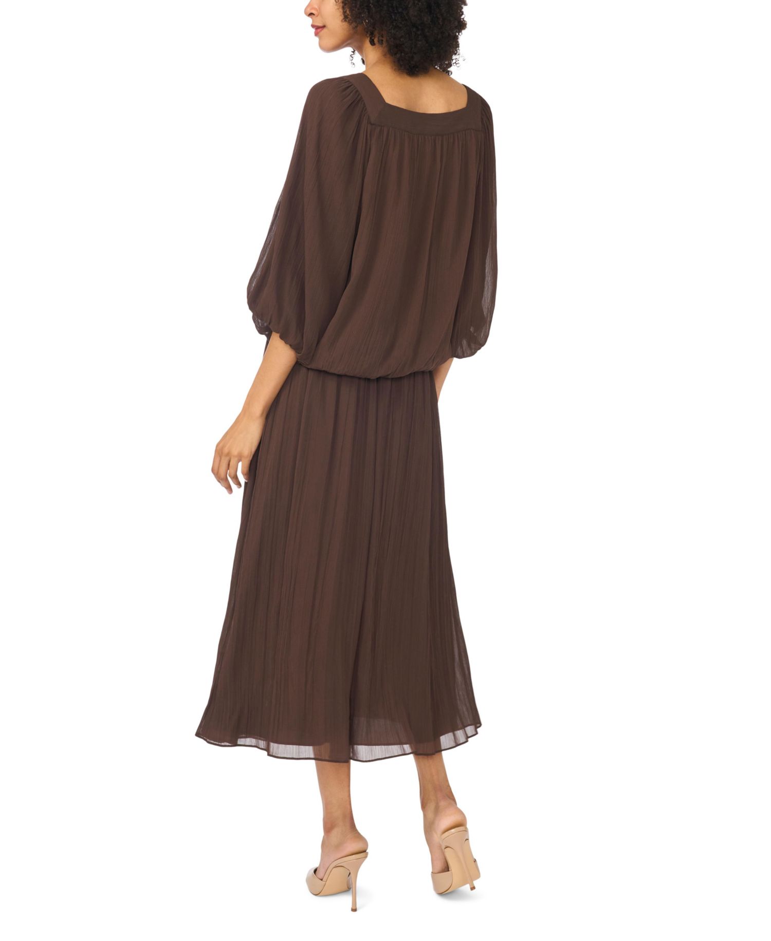 Women's Square Neck 3/4-Sleeve Bubble Blouse