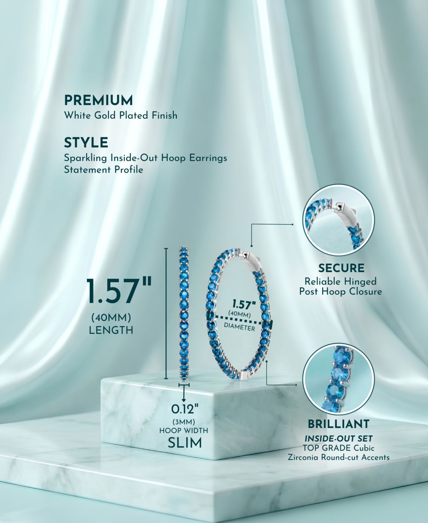 Sparkling Inside Out Cubic Zirconia Big Hoop Earrings