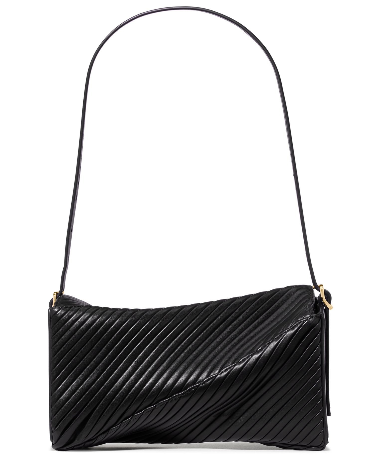 Deco Pleated Twisted Flap Small Shoulder Bag