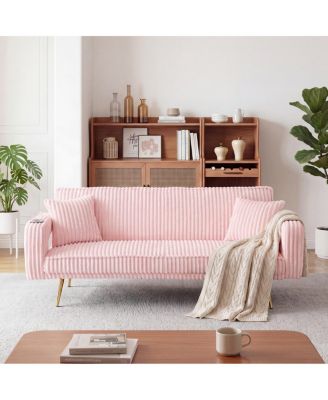 Corduroy Convertible Sofa Bed with Pillows
