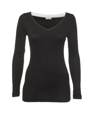 Women's Monili-Trimmed V-Neck Stretch-Cotton Top