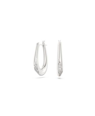 Sterling Silver-Plated White Crystals Earrings