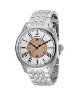Vintage 36241 Men's 44mm Quartz Watch - White Dial, Silver Stainless Steel Bracelet