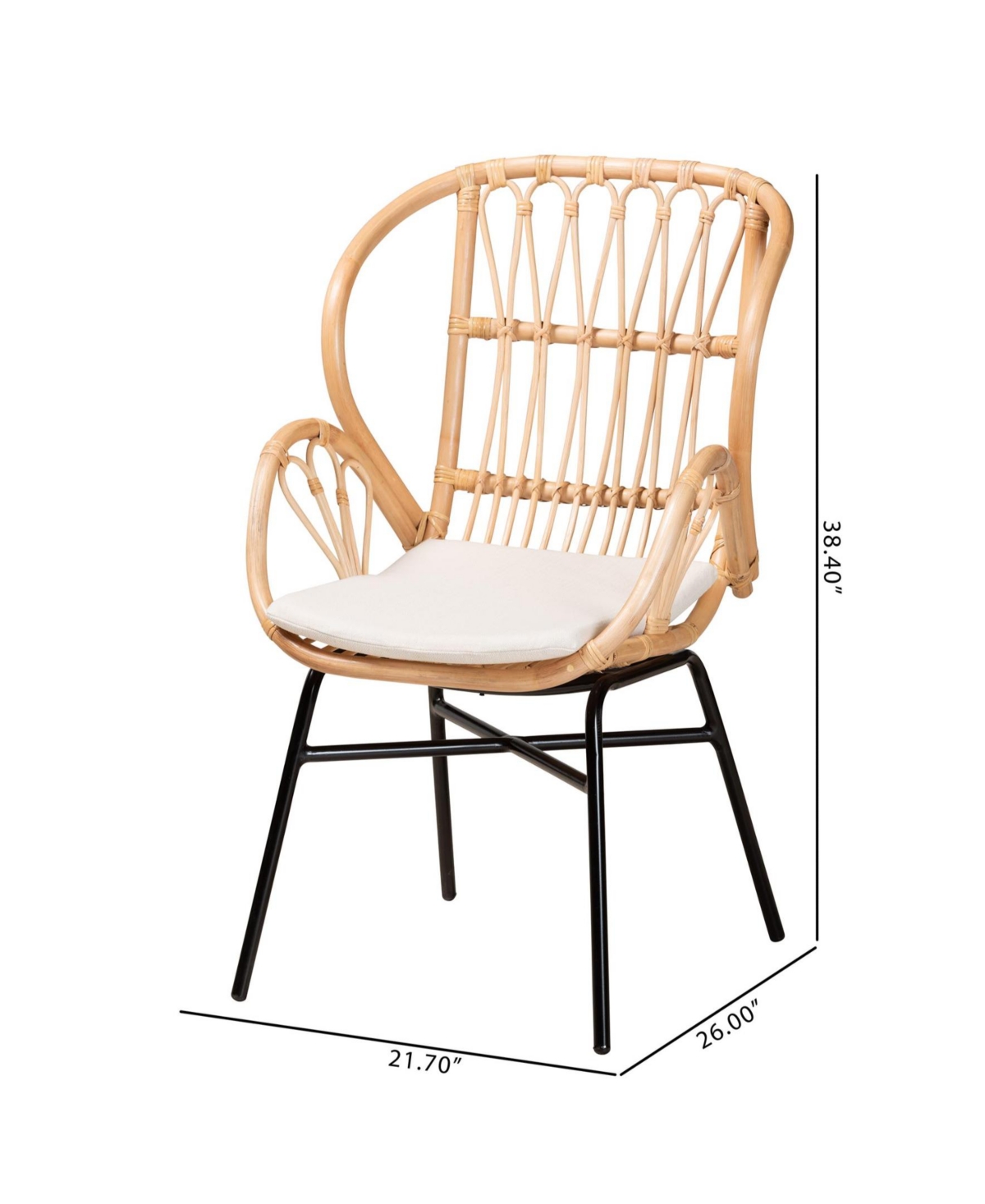 bali & pari Caelia 38.4" Rattan Modern Bohemian Chair