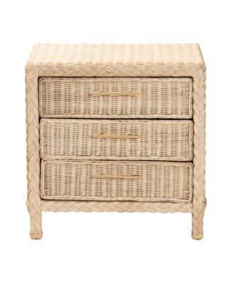 Lanica 24" Rattan 3-Drawer Nightstand