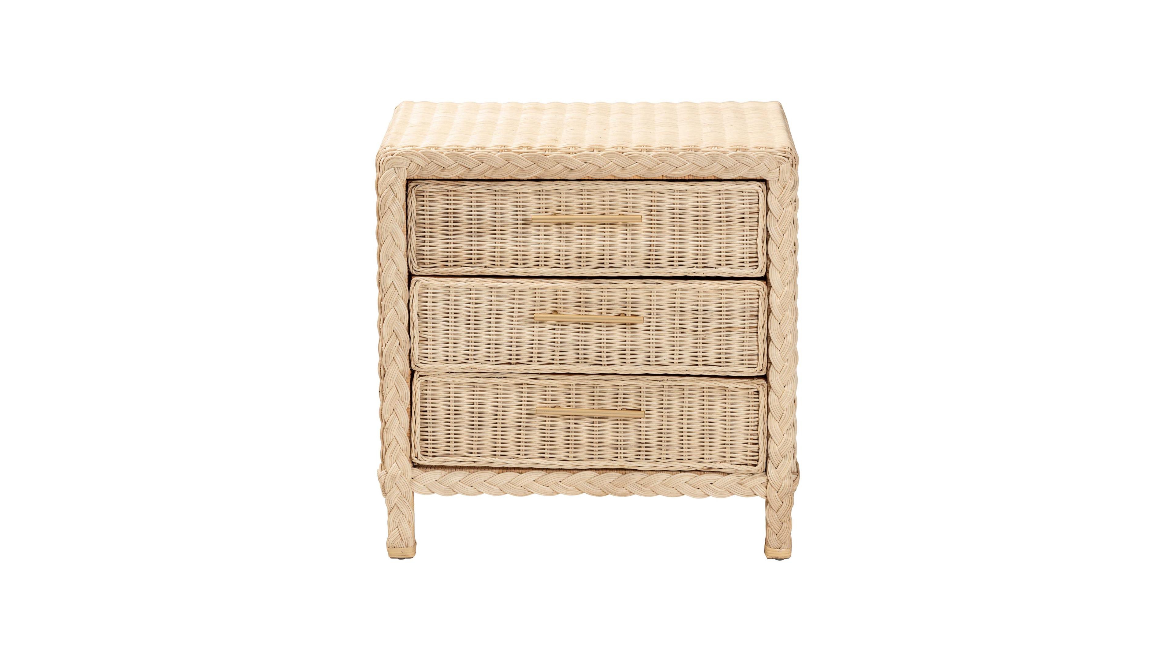 bali & pari Lanica 24" Rattan 3-Drawer Nightstand