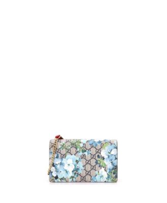 Chain Wallet Blooms Print GG Coated Canvas