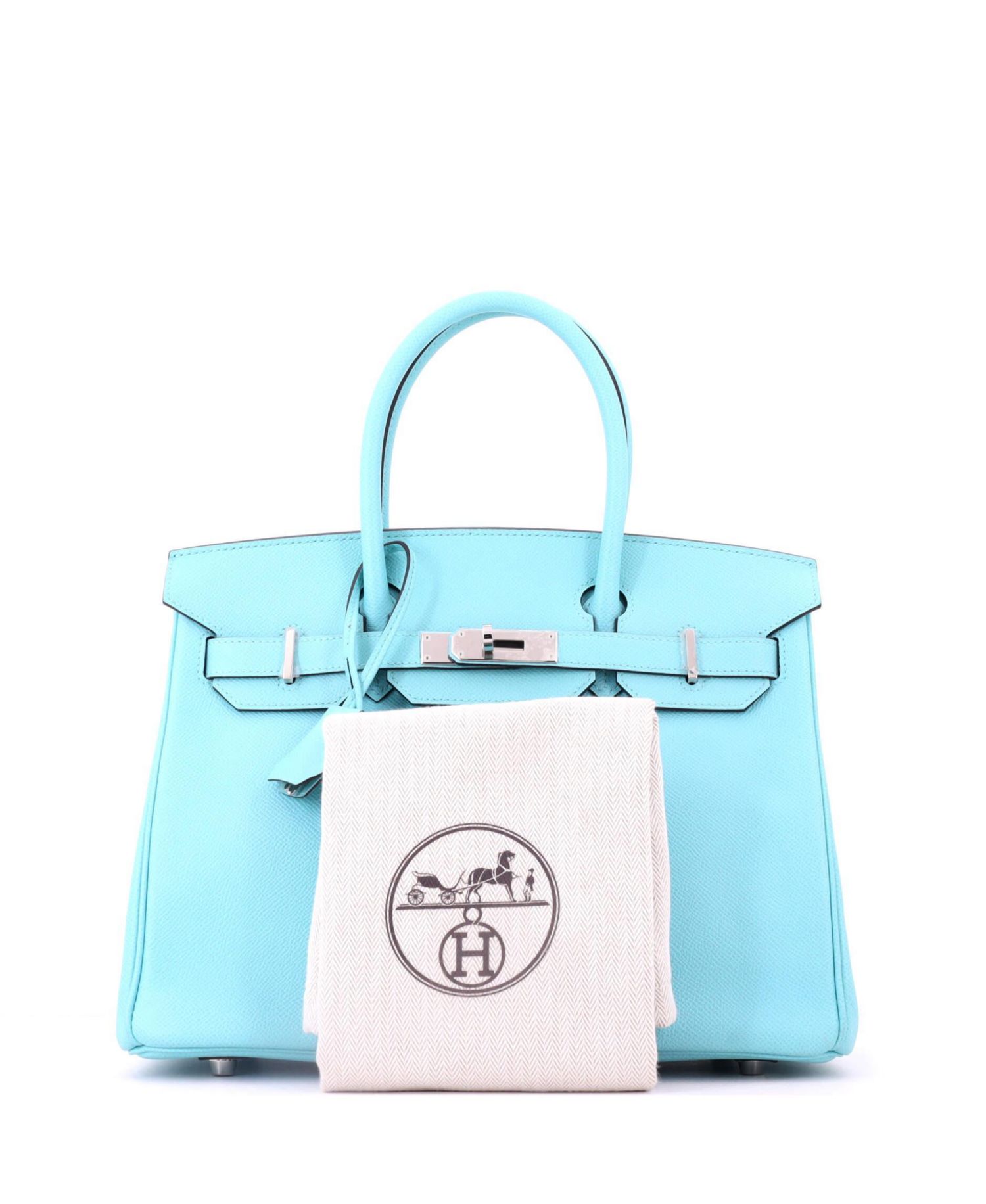 Pre-Owned Hermes Birkin 30 Handbag Blue Epsom with Palladium Hardware