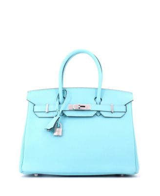 Pre-Owned Hermes Birkin 30 Handbag Blue Epsom with Palladium Hardware