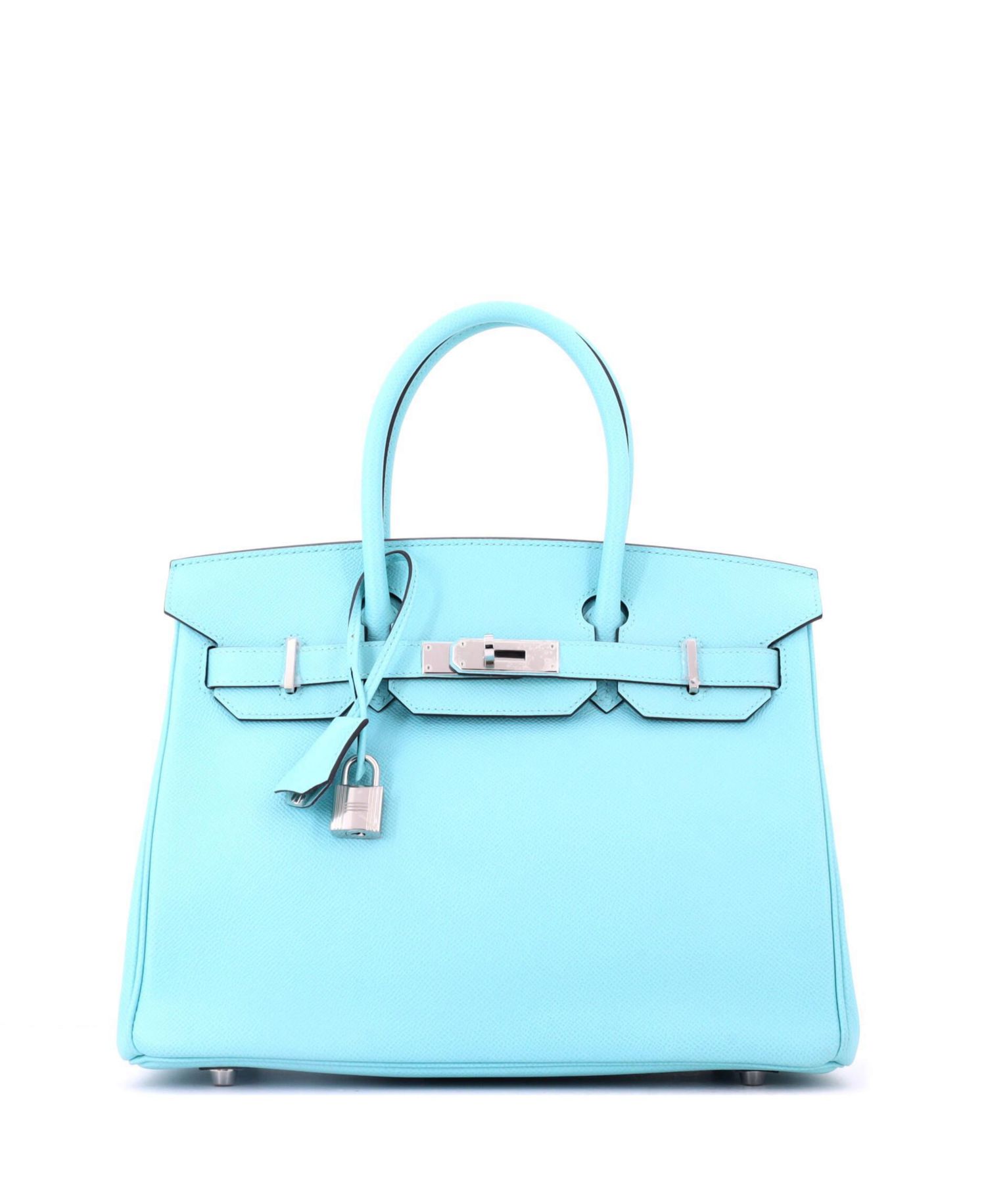 Pre-Owned Hermes Birkin 30 Handbag Blue Epsom with Palladium Hardware