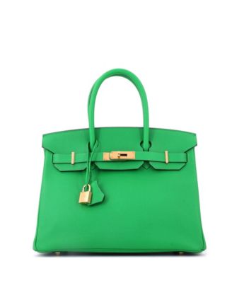Pre-Owned Hermes Birkin 30 Handbag Green Epsom with Gold Hardware