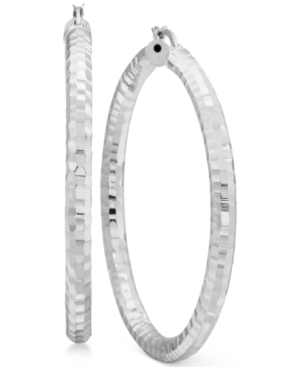 image of Textured Hoop Earrings in Sterling Silver