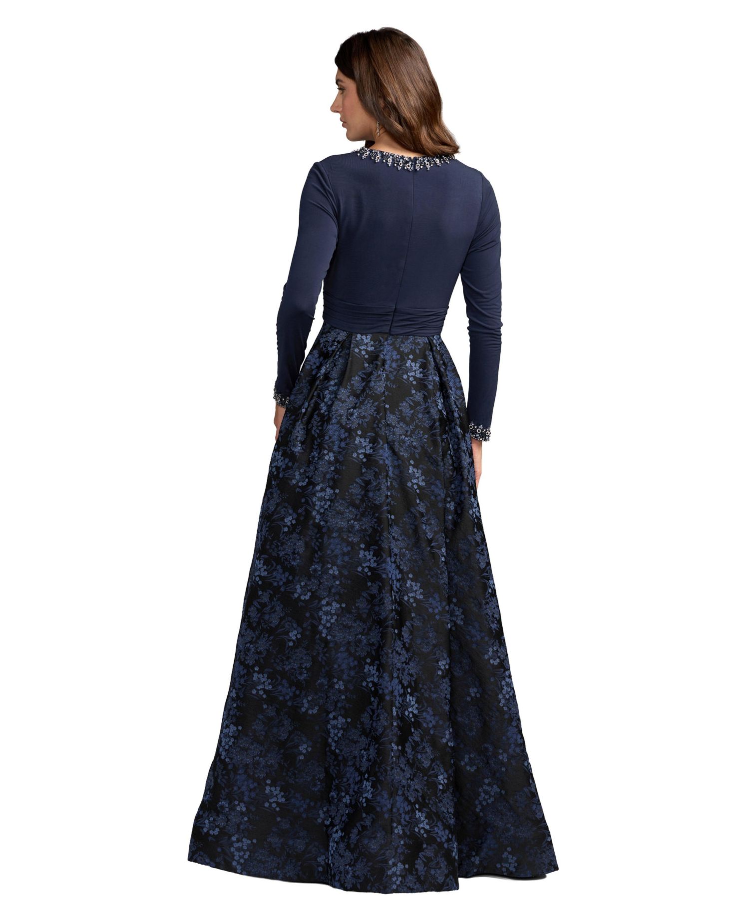 Petite Embellished Brocade Floral Ball Gown
