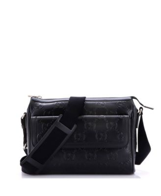 Medium Front Pocket Messenger Bag GG Embossed Perforated Leather