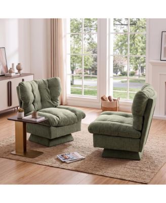 2 Set of Swivel Accent Chair, Modern Chenille Sofa Chair 360 degrees) Rotation, Oversize Base 30" Wide Seat, Supports 300 Lbs, Cozy Living Room