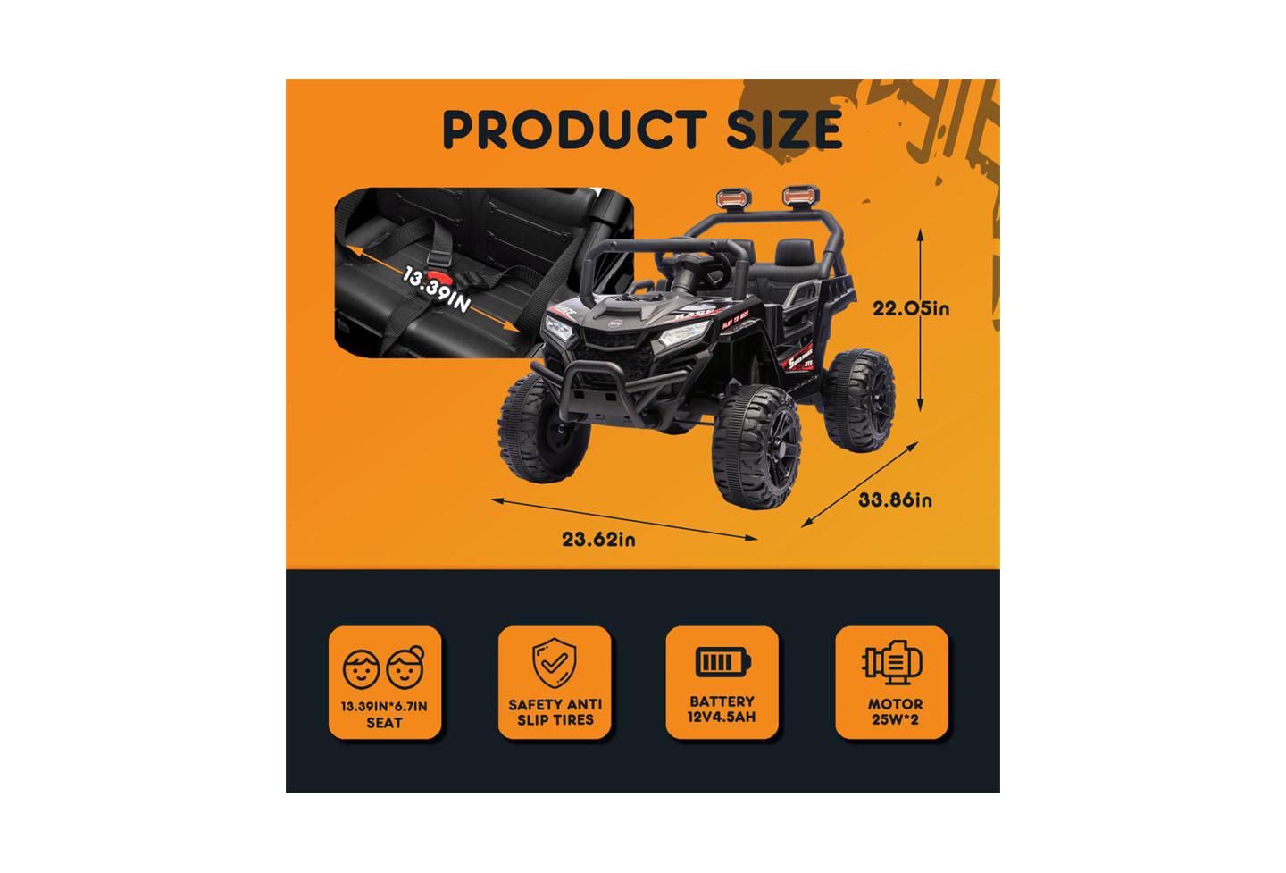 Детская игрушка YOBTOP 12V 2WD Ride-On UTV with 2.4G Parental Remote Control, 4-Wheel Suspension & Anti-Collision Bar, Ages 3-5, цвет: Чёрный — фото 4